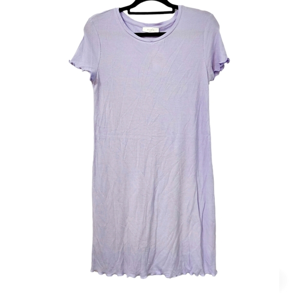 Elodie Dresses & Skirts - Elodie Waffle Knit Lettuce Hem Short Sleeve Dress